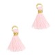Ibiza style mini Tassel 1cm Gold-light pink